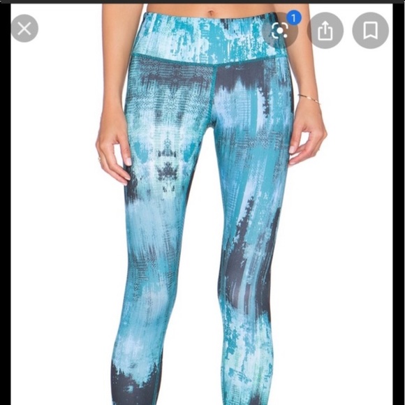 $82 ALO Yoga Full Length DESERT SUNSET Black Blue Teal ABSTRACT Tie Dye Sz L - Picture 4 of 9